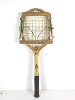 Vintage Wooden Tennis Racket in Wood Press for Designer Decorating Racquet Beach